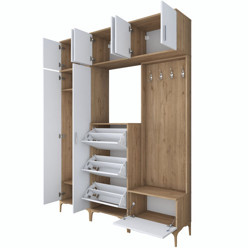 Set mobilier hol ANGORA CR 12 uși, 180x240x38 cm, cuier și pantofar, Opțiuni culoare