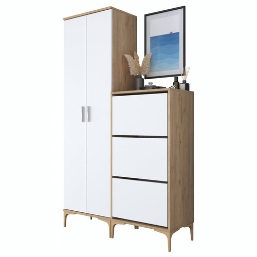 Set mobilier hol ANGORA CR 5 uși, 120x199x38 cm, cuier și pantofar, Opțiuni culoare