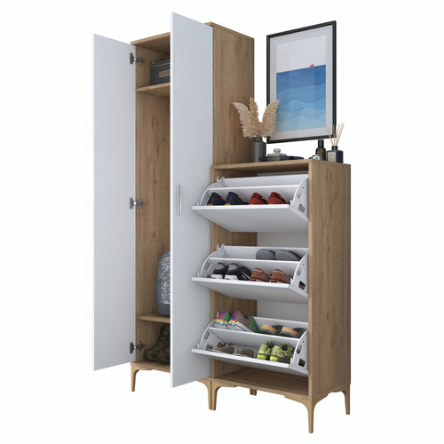 Set mobilier hol ANGORA CR 5 uși, 120x199x38 cm, cuier și pantofar, Opțiuni culoare