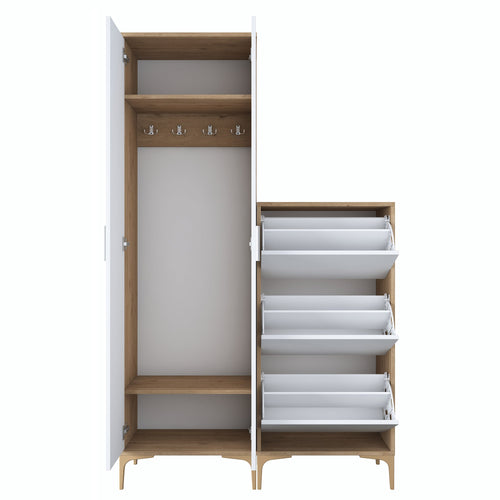 Set mobilier hol ANGORA CR 5 uși, 120x199x38 cm, cuier și pantofar, Opțiuni culoare