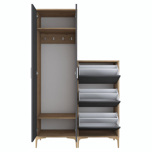 Set mobilier hol ANGORA CR 5 uși, 120x199x38 cm, cuier și pantofar, Opțiuni culoare