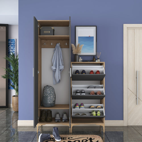 Set mobilier hol ANGORA CR 5 uși, 120x199x38 cm, cuier și pantofar, Opțiuni culoare