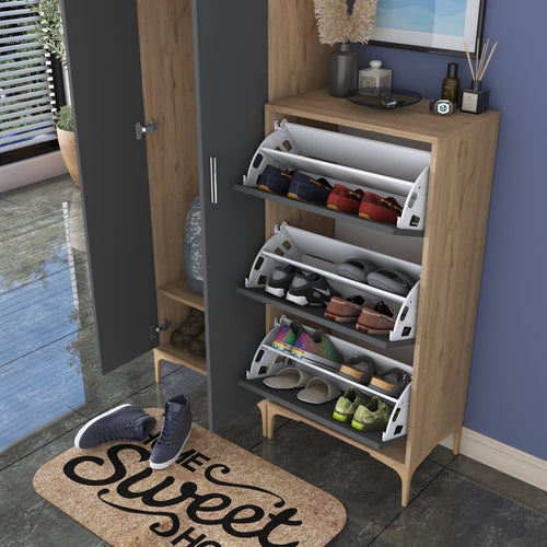 Set mobilier hol ANGORA CR 5 uși, 120x199x38 cm, cuier și pantofar, Opțiuni culoare