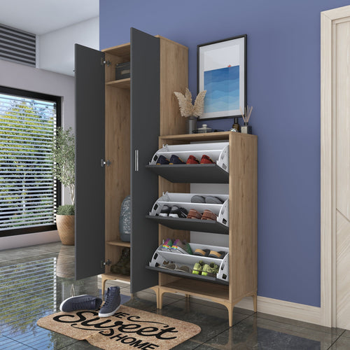 Set mobilier hol ANGORA CR 5 uși, 120x199x38 cm, cuier și pantofar, Opțiuni culoare