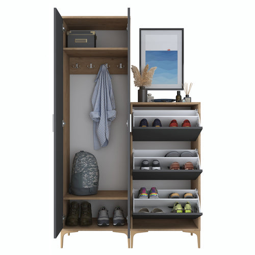 Set mobilier hol ANGORA CR 5 uși, 120x199x38 cm, cuier și pantofar, Opțiuni culoare