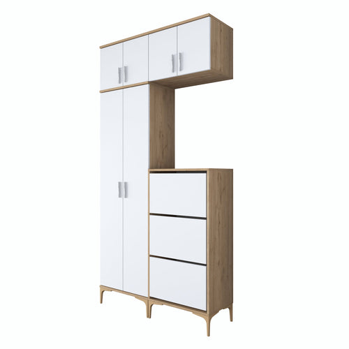 Set mobilier hol ANGORA CR 9 uși, 120x240x38 cm, cuier și pantofar - Maroom
