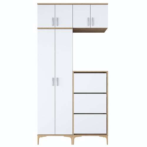 Set mobilier hol ANGORA CR 9 uși, 120x240x38 cm, cuier și pantofar - Maroom