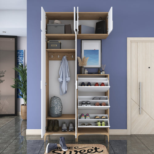 Set mobilier hol ANGORA CR 9 uși, 120x240x38 cm, cuier și pantofar - Maroom