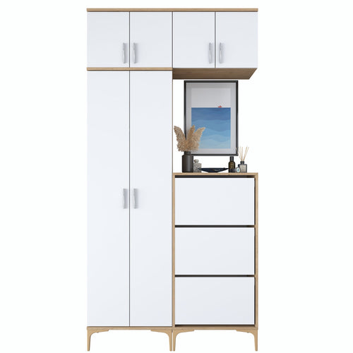 Set mobilier hol ANGORA CR 9 uși, 120x240x38 cm, cuier și pantofar - Maroom