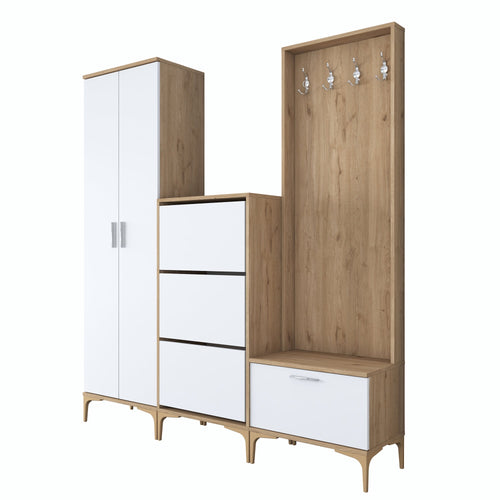 Set mobilier hol ANGORA CR 6 uși, 180x199x38 cm, cuier și pantofar, Opțiuni culoare
