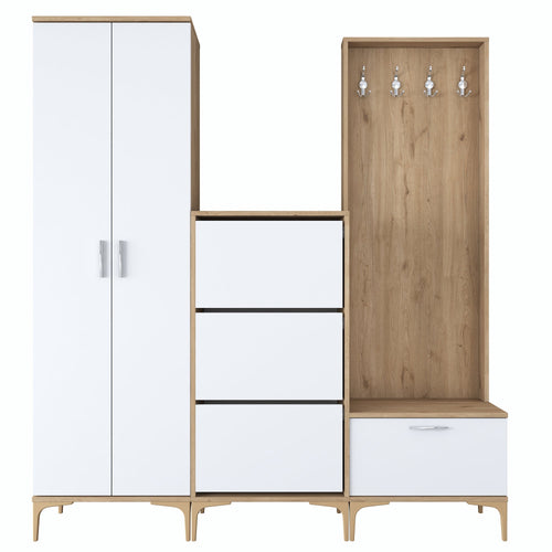 Set mobilier hol ANGORA CR 6 uși, 180x199x38 cm, cuier și pantofar, Opțiuni culoare