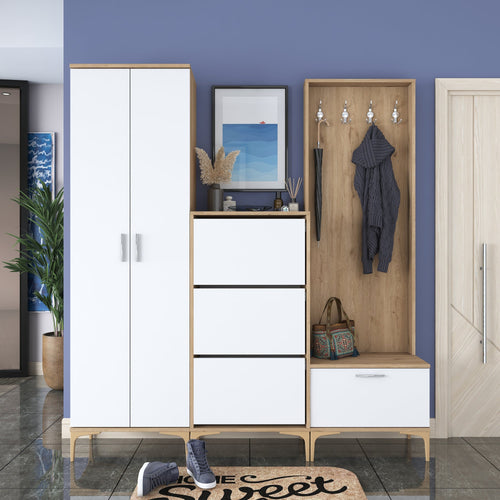 Set mobilier hol ANGORA CR 6 uși, 180x199x38 cm, cuier și pantofar, Opțiuni culoare