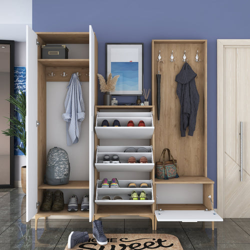 Set mobilier hol ANGORA CR 6 uși, 180x199x38 cm, cuier și pantofar, Opțiuni culoare