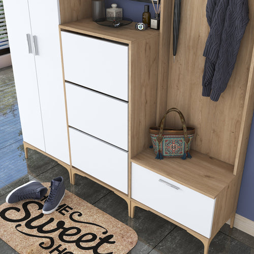 Set mobilier hol ANGORA CR 6 uși, 180x199x38 cm, cuier și pantofar, Opțiuni culoare