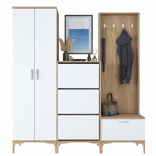 Set mobilier hol ANGORA CR 6 uși, 180x199x38 cm, cuier și pantofar, Opțiuni culoare