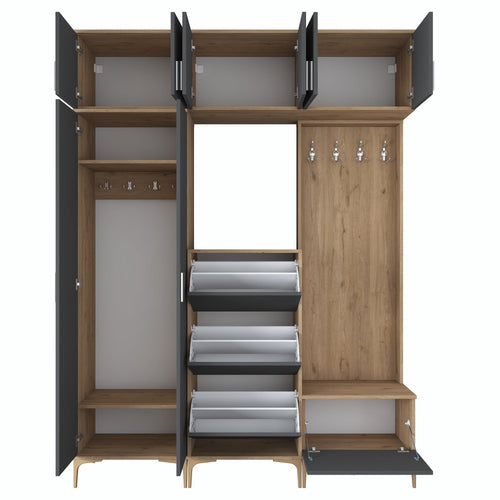 Set mobilier hol ANGORA CR 12 uși, 180x240x38 cm, cuier și pantofar, Opțiuni culoare