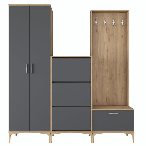 Set mobilier hol ANGORA CR 6 uși, 180x199x38 cm, cuier și pantofar, Opțiuni culoare