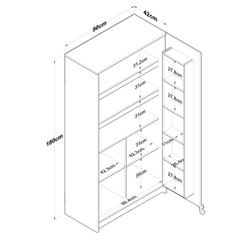 Dulap Bucătărie LORA 2 uși, 90 x 180 cm - Maroom