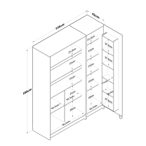 Dulap Bucătărie LORA 3 uși, 135 x 180 cm - Maroom