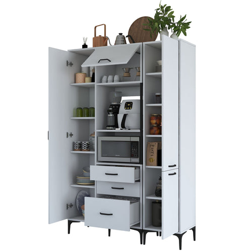 Dulap Bucătărie NICE 4 uși 3 sertare 2 rafturi, 130 x 199 cm - Maroom