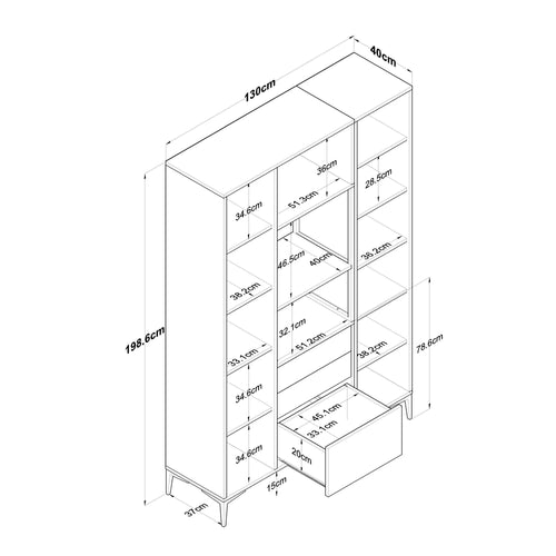 Dulap Bucătărie NICE 4 uși 3 sertare 2 rafturi, 130 x 199 cm - Maroom