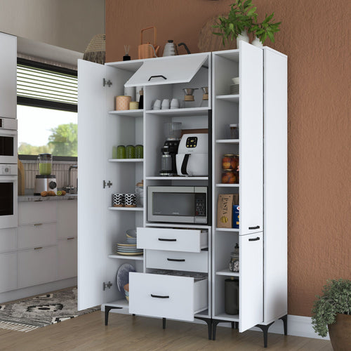 Dulap Bucătărie NICE 4 uși 3 sertare 2 rafturi, 130 x 199 cm - Maroom