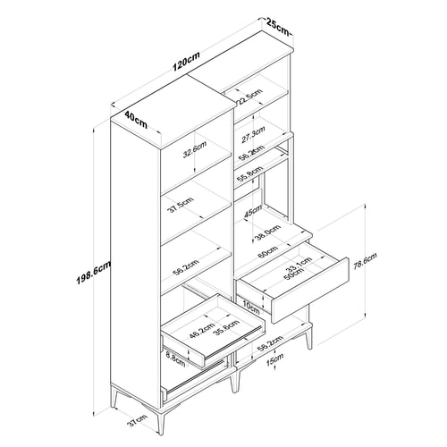 Dulap Bucătărie NICE 6 uși 1 sertar 2 rafturi, 120 x 199 cm - Maroom