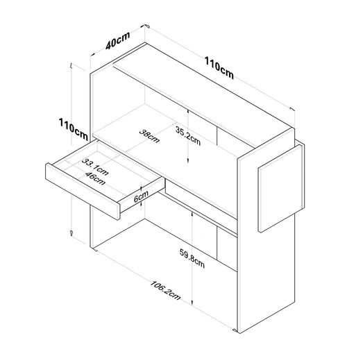Masa Recepție GARNET cu lumini LED 40 x 110 cm - Maroom