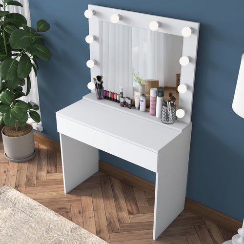 Masă de toaleta cu oglindă iluminată LED SWAN 1 sertar 90 x 45 cm - Maroom