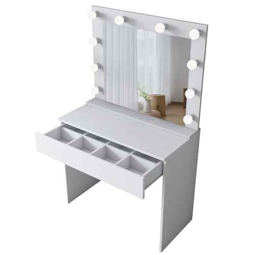 Masă de toaleta cu oglindă iluminată LED SWAN 1 sertar 90 x 45 cm - Maroom