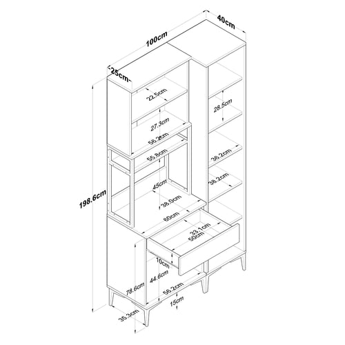 Dulap Bucătărie NICE 8 uși 1 sertar 2 rafturi, 100 x 199 cm - Maroom