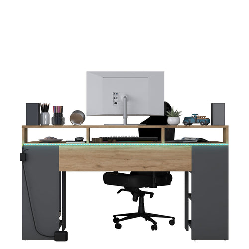 Birou gaming cu LED VICTORIA 4 rafturi 160 x 55 cm - Maroom