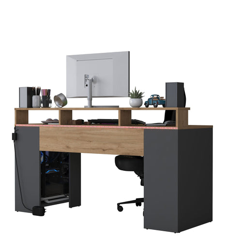 Birou gaming cu LED VICTORIA 4 rafturi 160 x 55 cm - Maroom