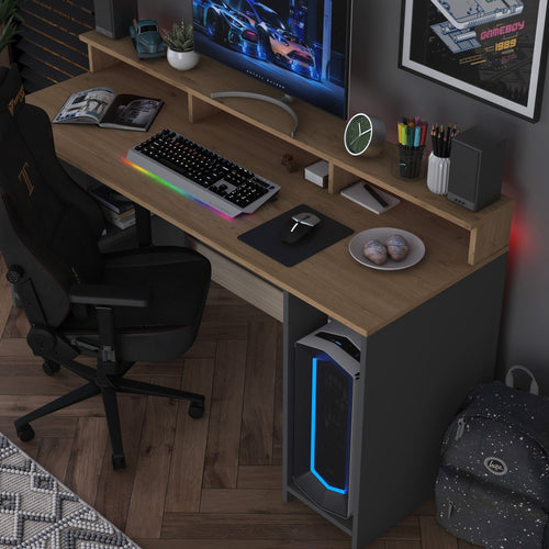 Birou gaming cu LED VICTORIA 4 rafturi 160 x 55 cm - Maroom