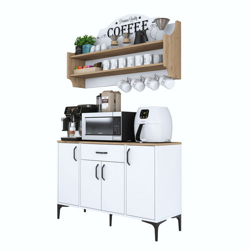 Set Dulap Bucătărie NICE 2 rafturi 4 uși 1 sertar, 120 x 79 cm - Maroom