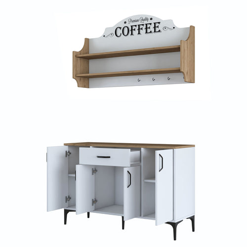 Set Dulap Bucătărie NICE 2 rafturi 4 uși 1 sertar, 120 x 79 cm - Maroom