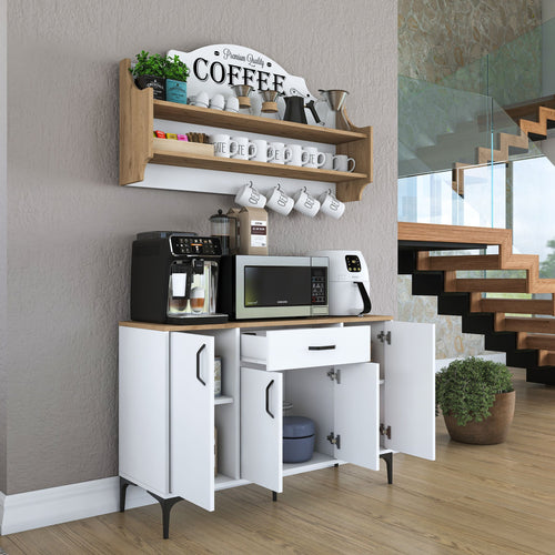 Set Dulap Bucătărie NICE 2 rafturi 4 uși 1 sertar, 120 x 79 cm - Maroom