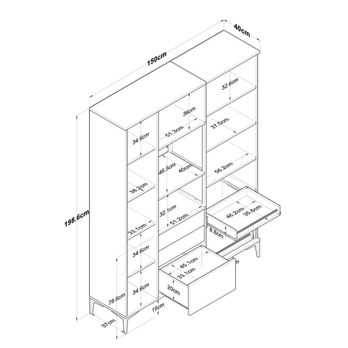 Dulap Bucătărie NICE 4 uși 3 sertare 2 rafturi, 150 x 199 cm - Maroom