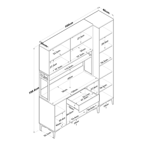 Set Dulap Bucătărie NICE 10 uși 1 sertar, 160 x 199 cm - Maroom