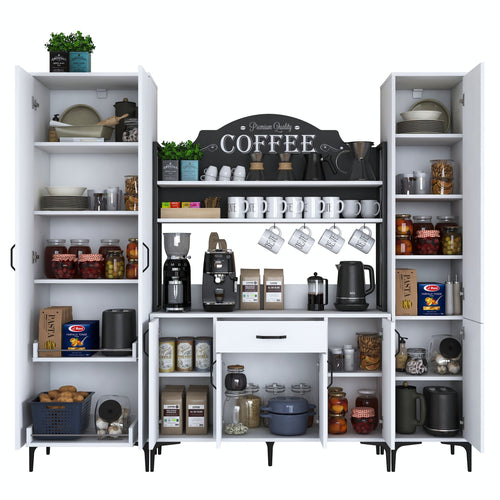 Set Dulap Bucătărie NICE 2 rafturi 8 uși 1 sertar, 220 x 199 cm 