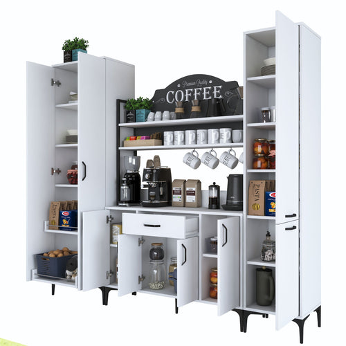 Set Dulap Bucătărie NICE 2 rafturi 8 uși 1 sertar, 220 x 199 cm 