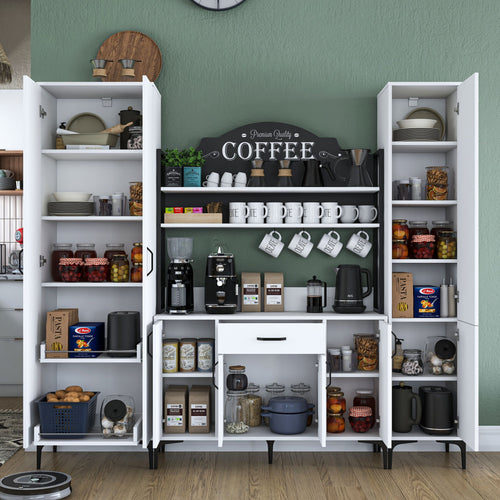 Set Dulap Bucătărie NICE 2 rafturi 8 uși 1 sertar, 220 x 199 cm 