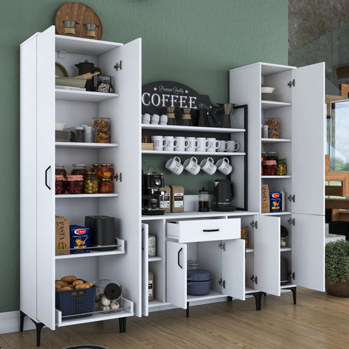 Set Dulap Bucătărie NICE 2 rafturi 8 uși 1 sertar, 220 x 199 cm 