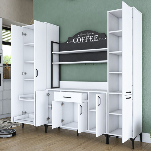 Set Dulap Bucătărie NICE 2 rafturi 8 uși 1 sertar, 220 x 199 cm 