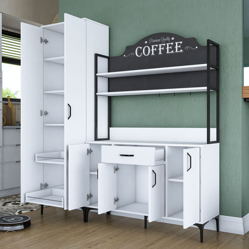 Set Dulap Bucătărie NICE 2 rafturi 6 uși 1 sertar, 180 x 199 cm 