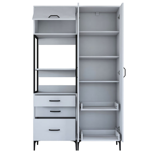 Set Dulap Bucătărie NICE 2 rafturi 3 uși 3 sertare, 120 x 199 cm 