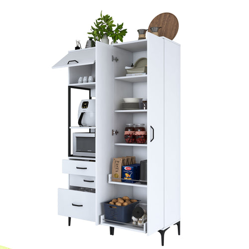 Set Dulap Bucătărie NICE 2 rafturi 3 uși 3 sertare, 120 x 199 cm 