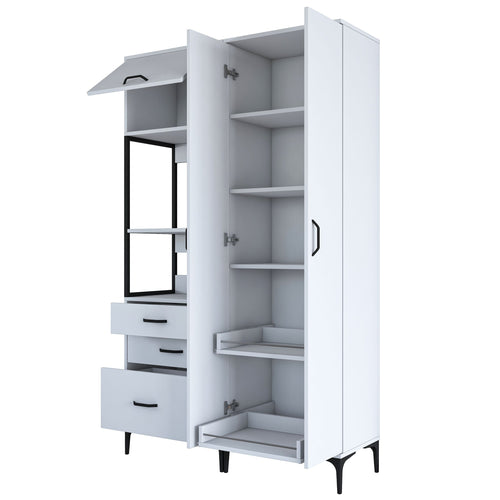 Set Dulap Bucătărie NICE 2 rafturi 3 uși 3 sertare, 120 x 199 cm 