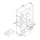 Set Dulap Bucătărie NICE 2 rafturi 3 uși 3 sertare, 120 x 199 cm 