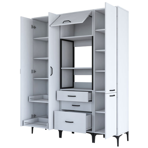 Set Dulap Bucătărie NICE 2 rafturi 5 uși 3 sertare, 160 x 199 cm 